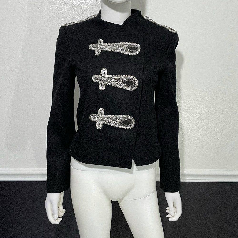 Alice + Olivia Military Wool Sequin Band Jacket